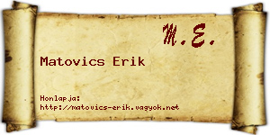 Matovics Erik névjegykártya