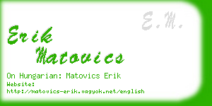 erik matovics business card